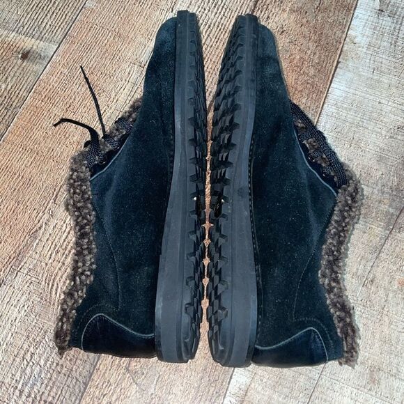 Stuart Weitzman Oxford Shoes Black Suede Faux Fur - Picture 7 of 13